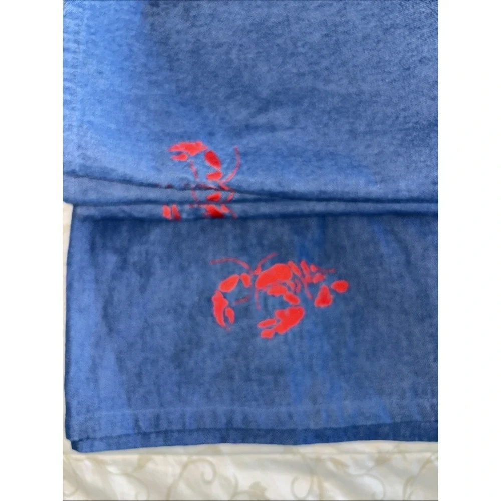 Mikasa Summer catch lobster  cloth Napkins Set Of 4 Cotton Blend denim‎ blue NOS